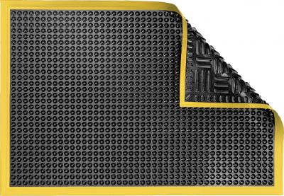 ESD Anti-Fatigue Floor Mat with 5 cm Yellow Bevel | Nitrile Conductive ESD | Black | 90 x 300 cm